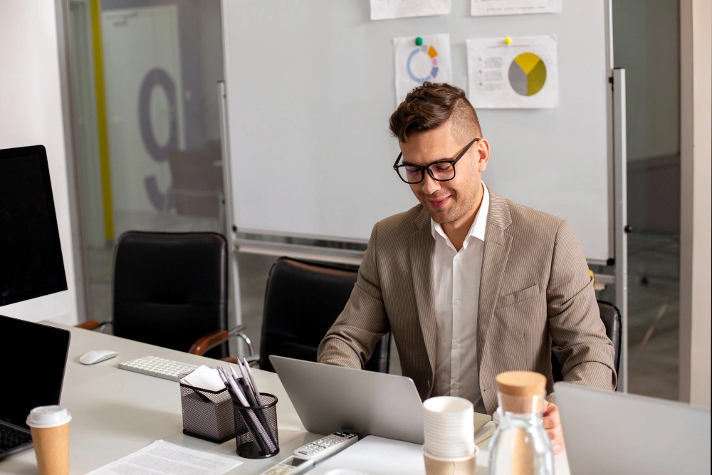 Digital Marketing Funnel image of working employee