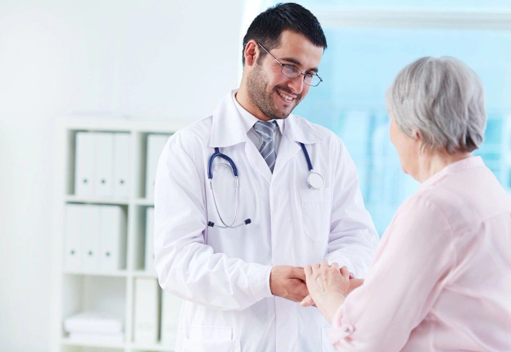 Healthcare Digital Marketing doctor treating old patient
